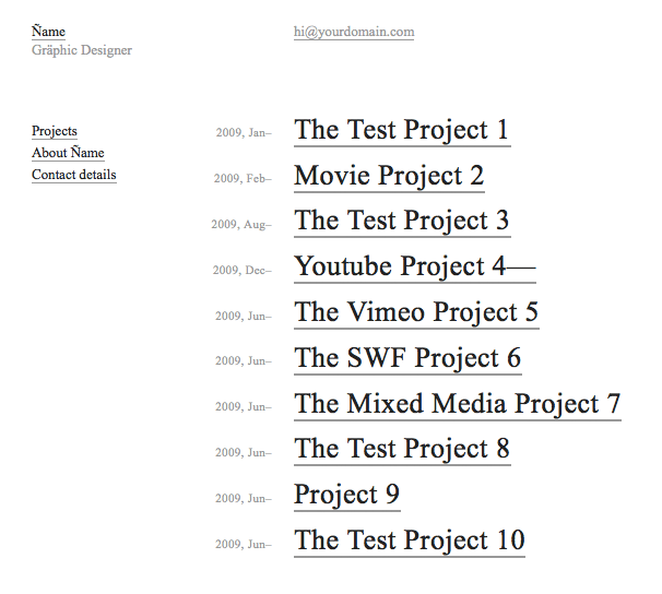 Screenshot of Stacey's default templates